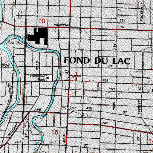Topographic Map of First Church of Christ Scientist, WI