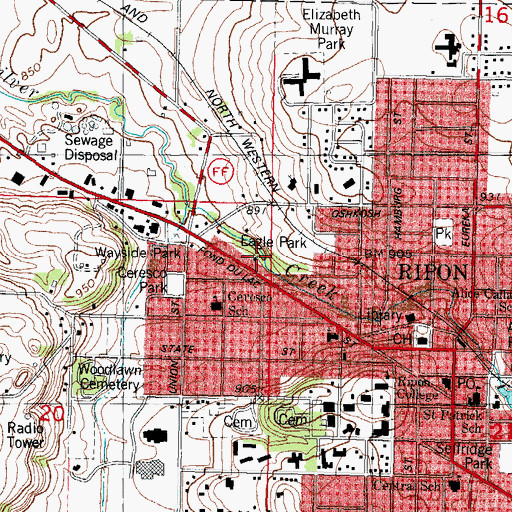 Topographic Map of First Church of Christ Scientist, WI