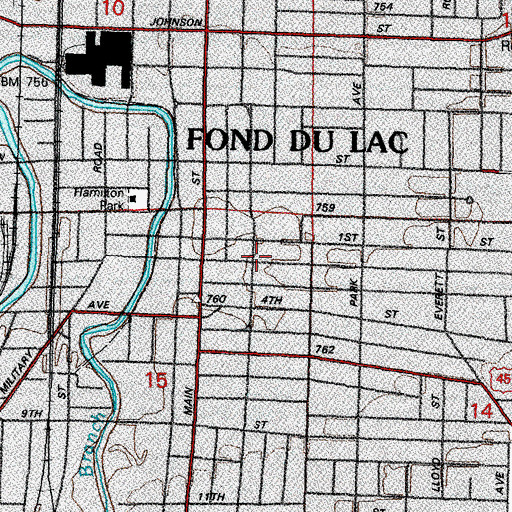 Topographic Map of First Presbyterian Church, WI