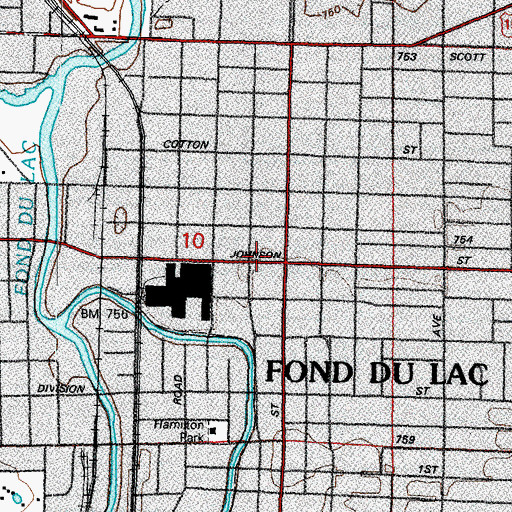 Topographic Map of Fond du Lac Childrens Home, WI