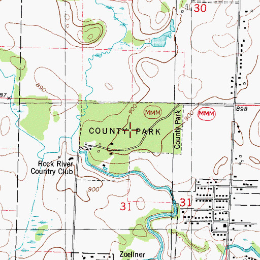 Topographic Map of Fond du Lac County Park, WI
