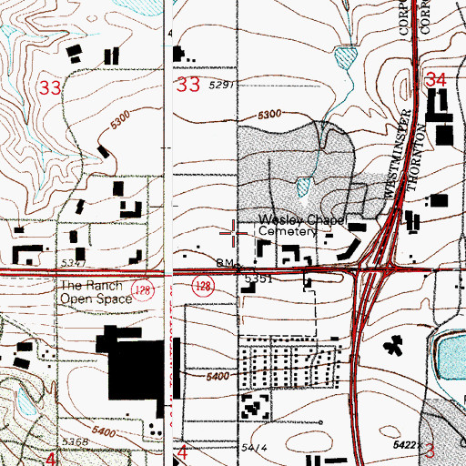 Topographic Map of Wesley Chapel Cemetery, CO