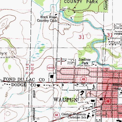 Topographic Map of Grace Evangelical Lutheran Church, WI