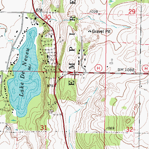 Topographic Map of Grandview School (historical), WI