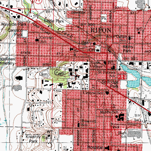 Topographic Map of Harwood Memorial Union, WI