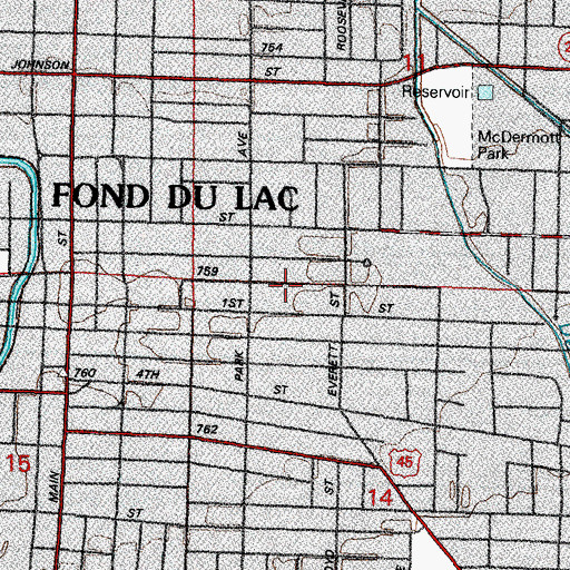 Topographic Map of Hazotte Hall, WI