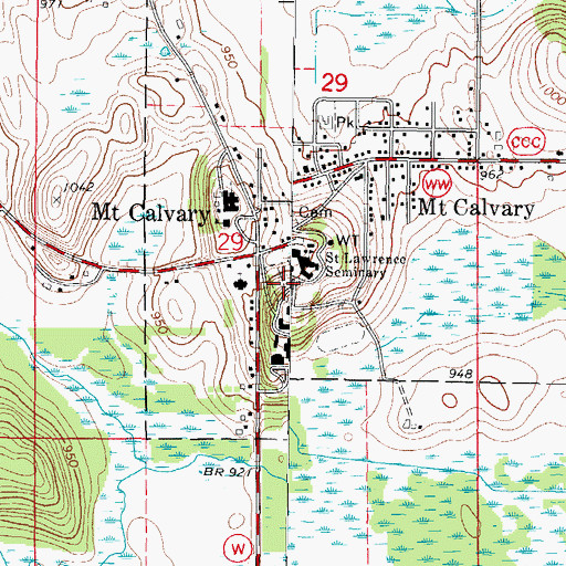 Topographic Map of Holy Cross Cemetery, WI