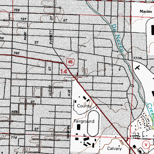 Topographic Map of Hope Lutheran Church, WI