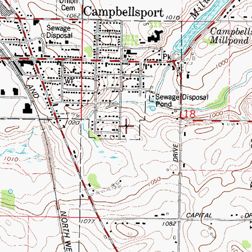 Topographic Map of Immanuel Lutheran Church, WI