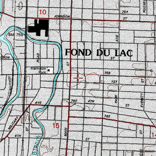 Topographic Map of Immanuel Trinity Lutheran Church, WI