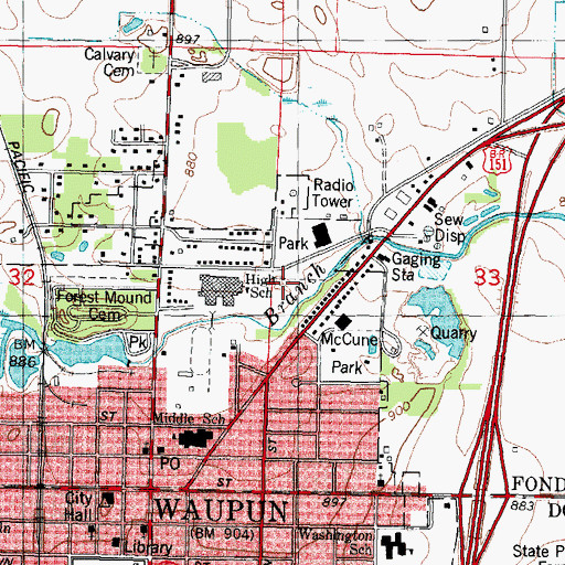 Topographic Map of Juniper Hill, WI