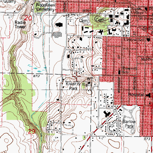 Topographic Map of Kiwanis Park, WI