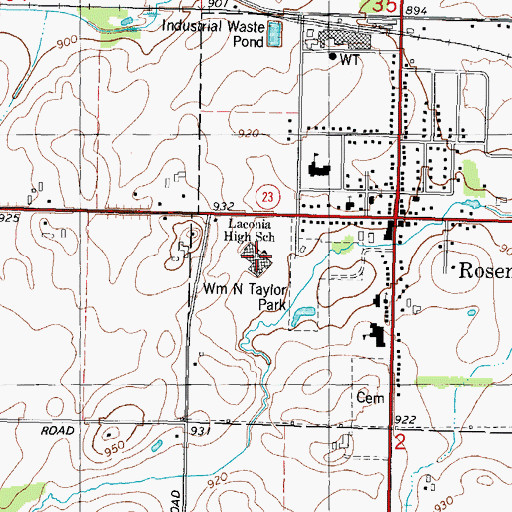 Topographic Map of Laconia High School, WI