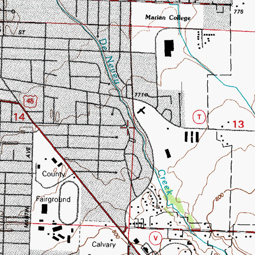 Topographic Map of Lallier Park, WI