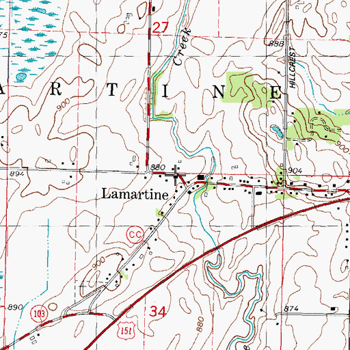 Topographic Map of Lamartine United Methodist Church, WI