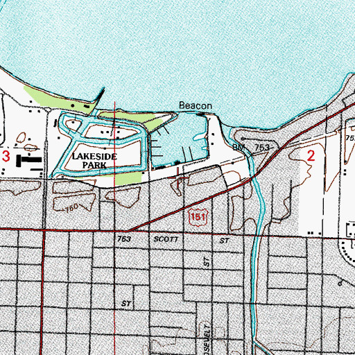 Topographic Map of Lighthouse Harbor, WI