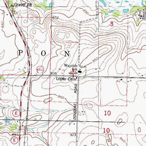Topographic Map of Loper Cemetery, WI