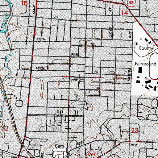 Topographic Map of Martin Luther Latvian Church, WI