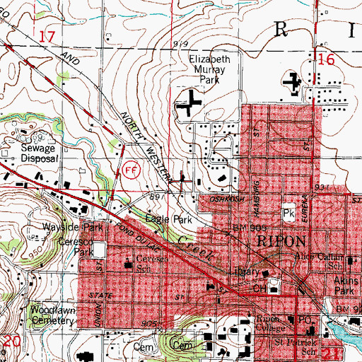 Topographic Map of Messiah Lutheran Church, WI