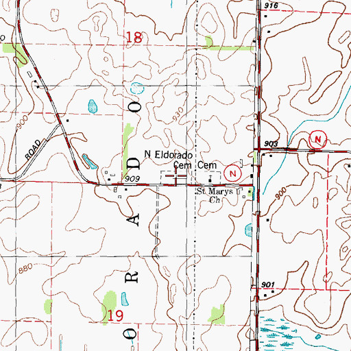 Topographic Map of North Eldorado Cemetery, WI