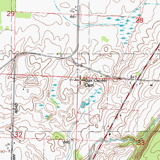 Topographic Map of Oak Center Cemetery, WI
