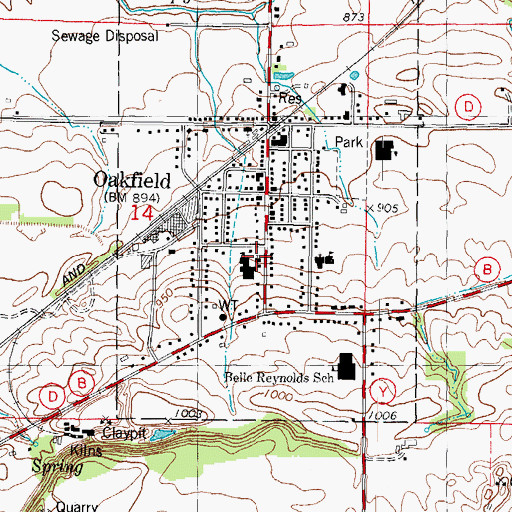 Topographic Map of Oakfield United Methodist Church, WI