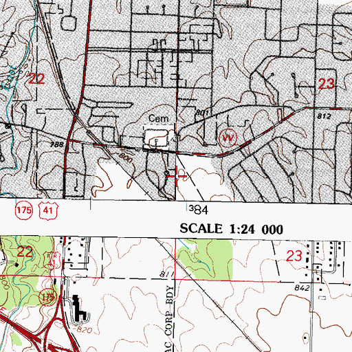 Topographic Map of Pier Cemetery, WI