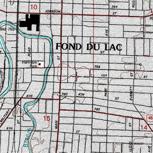 Topographic Map of Plymouth Congregational Church, WI