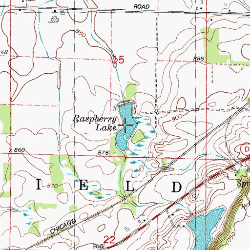 Topographic Map of Raspberry Lake, WI