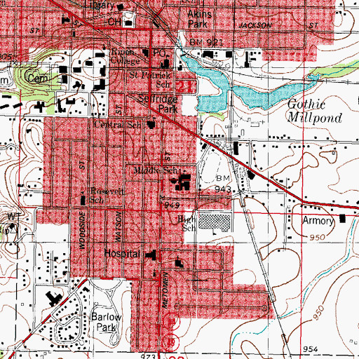 Topographic Map of Ripon Middle School, WI