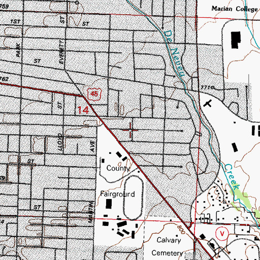 Topographic Map of Roberts Elementary School, WI