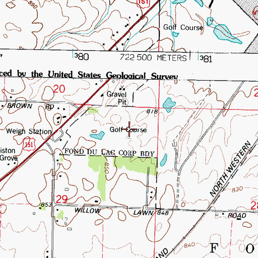Topographic Map of Rolling Meadows Golf Course, WI
