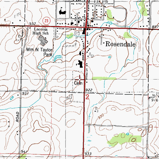 Topographic Map of Rosendale Cemetery, WI