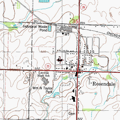 Topographic Map of Rosendale Primary School, WI