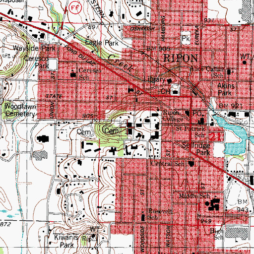 Topographic Map of S N Pickard Commons, WI