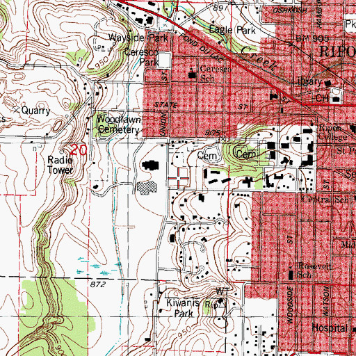 Topographic Map of Sadoff Fields, WI