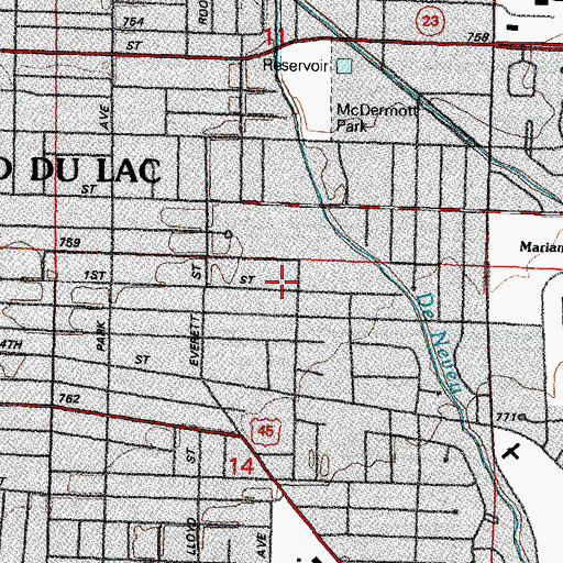 Topographic Map of Saint Agnes Hospital, WI