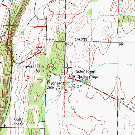 Topographic Map of Saint Charles Cemetery, WI