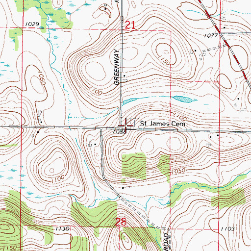 Topographic Map of Saint James Church (historical), WI