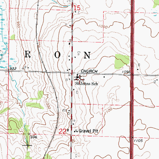 Topographic Map of Saint Johns Cemetery, WI