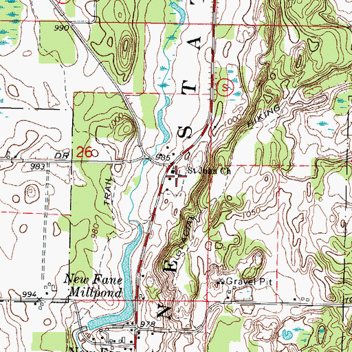 Topographic Map of Saint Johns Cemetery, WI