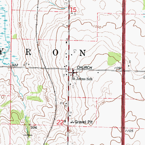 Topographic Map of Saint Johns Church, WI