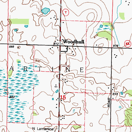 Topographic Map of Saint Johns Church, WI