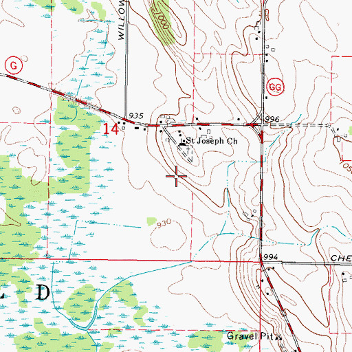 Topographic Map of Saint Joseph School (historical), WI