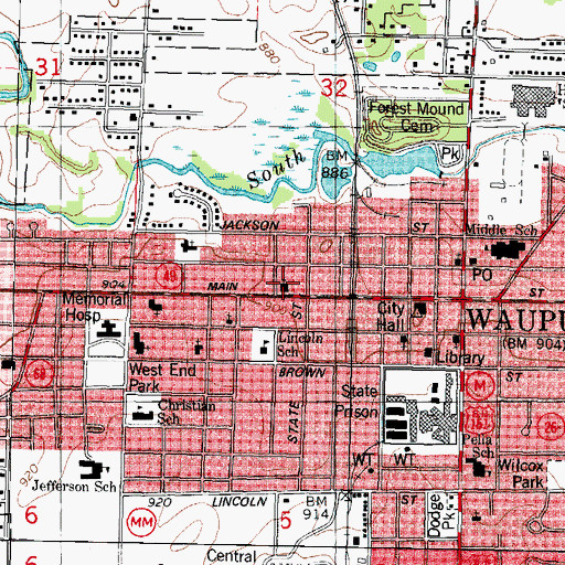Topographic Map of Saint Josephs Catholic Church, WI