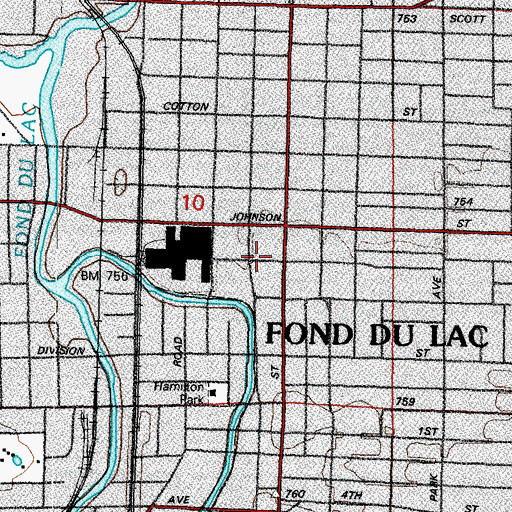 Topographic Map of Saint Louis French Roman Catholic Church, WI