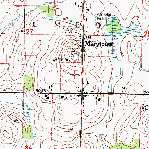 Topographic Map of Saint Marys Cemetery, WI