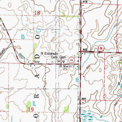 Topographic Map of Saint Marys Cemetery, WI