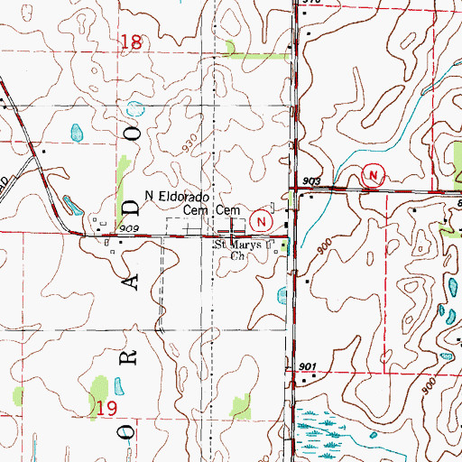 Topographic Map of Saint Marys Church, WI
