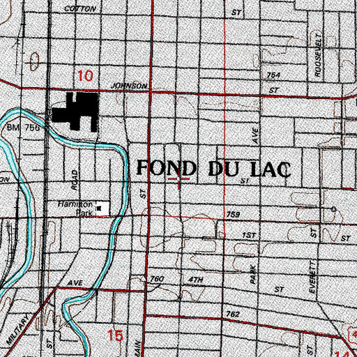 Topographic Map of Saint Marys Roman Catholic Church, WI